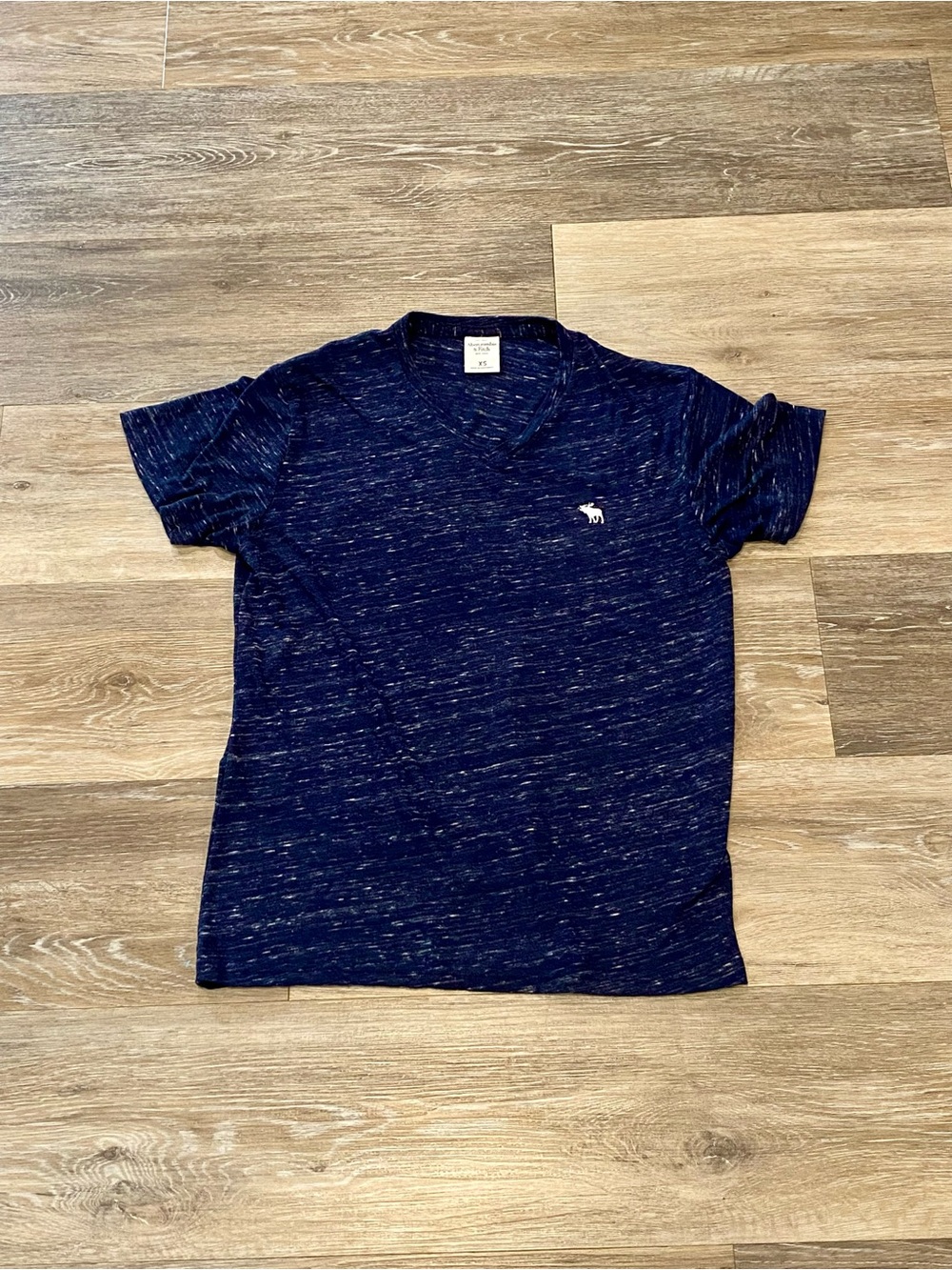 Abercrombie & Fitch Navy Heather Short Sleeve V-Neck Tee